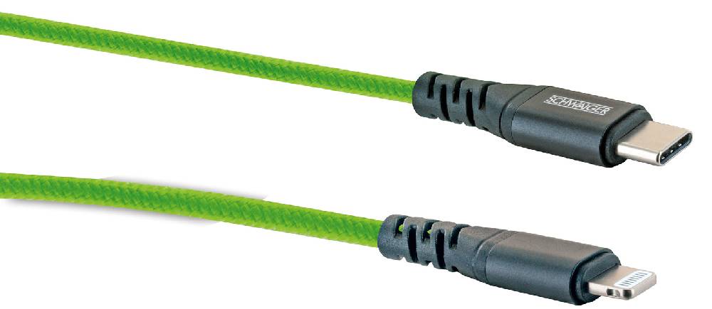 Schwaiger Lightning auf USB-C Kabel grün/rot/blau 1,2 m Vierteljährliche Förderung