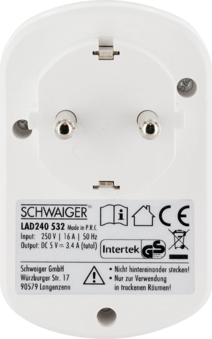 Schwaiger Ladegerät mit Steckdose + 2x USB-A 50% Rabatt für begrenzte Zeit