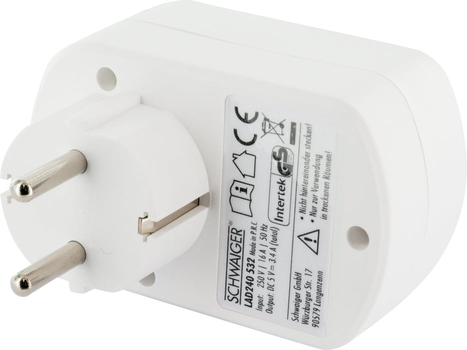 Schwaiger Ladegerät mit Steckdose + 2x USB-A 50% Rabatt für begrenzte Zeit