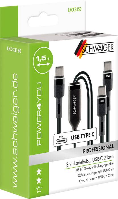 Schwaiger Split-Kabel USB-C auf USB-C 1,5 m Kostenloser Versand