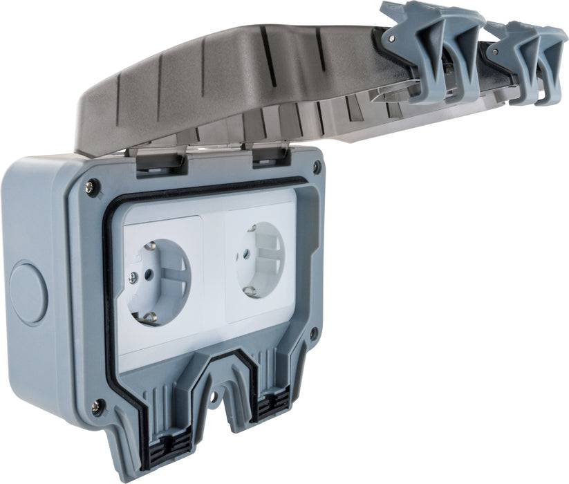 Schwaiger Außensteckdose für Winkelstecker 2-fach Jubiläumsangebot