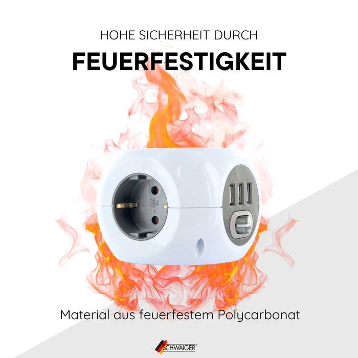 Schwaiger Steckdosenwürfel 3fach mit USB-A Buchsen Große Rabatte