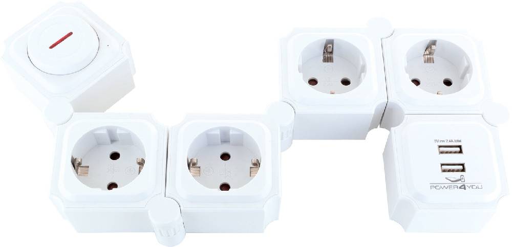 Schwaiger Flexible Steckdosenleiste 4 Steckdosen 2 USB-A Slots Saisonale Angebote