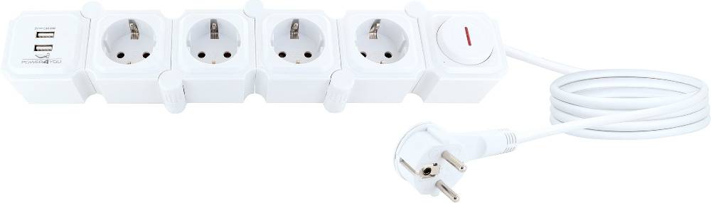 Schwaiger Flexible Steckdosenleiste 4 Steckdosen 2 USB-A Slots Saisonale Angebote