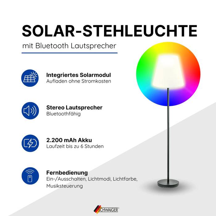 Schwaiger Solar-Stehleuchte mit Lautsprecher 1,5 m RGB Letzte 2 Tage