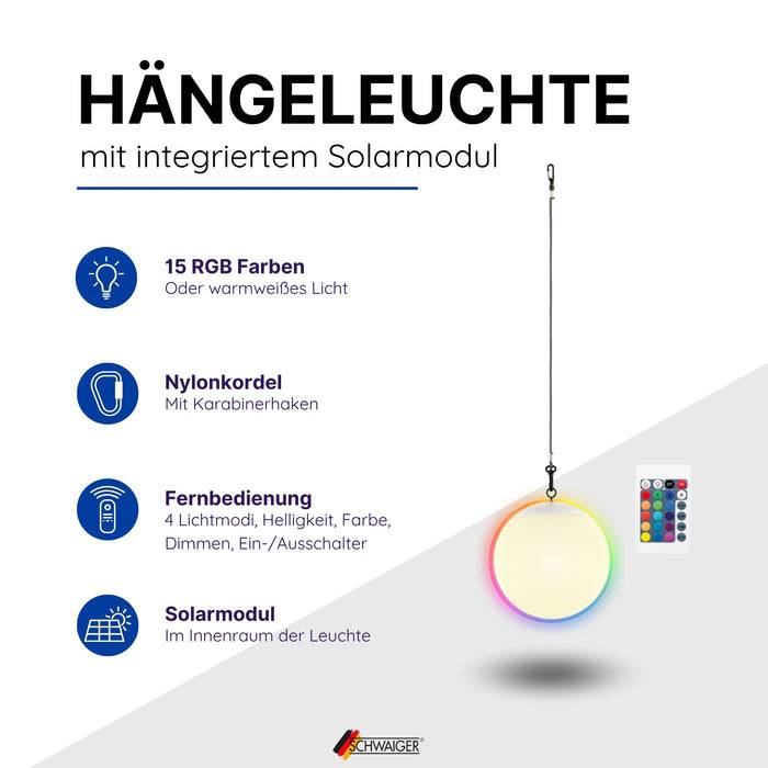 Schwaiger Solar-Hängeleuchte mit Nylonkordel Vierteljährliche Förderung