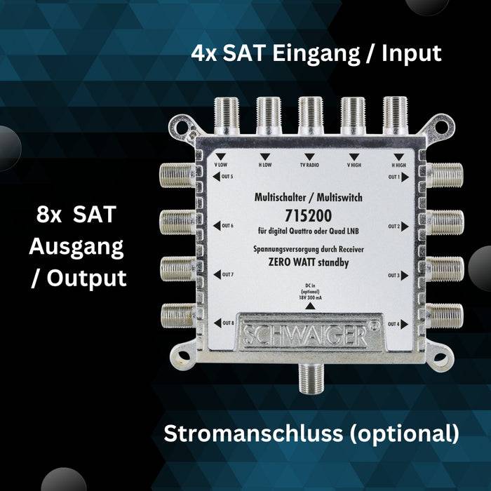 Schwaiger SAT Multischalter 5/8 mit Netzteil Günstig kaufen