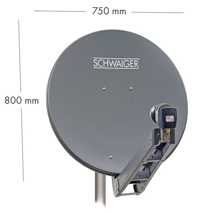 Schwaiger Satellitenanlage Set Anthrazit Aluminium 75 cm Saisonschlussverkauf