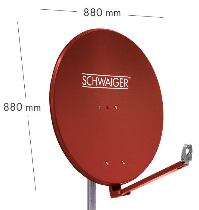 Schwaiger Satellitenanlage Set Ziegelrot Aluminium 88 cm Lagerräumung