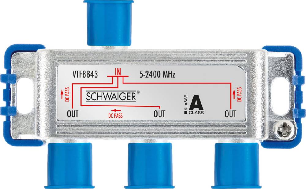 Schwaiger Verteiler 3-fach für SAT-, Antennen- und Kabelanlagen 8 dB Zeitlich begrenztes Angebot