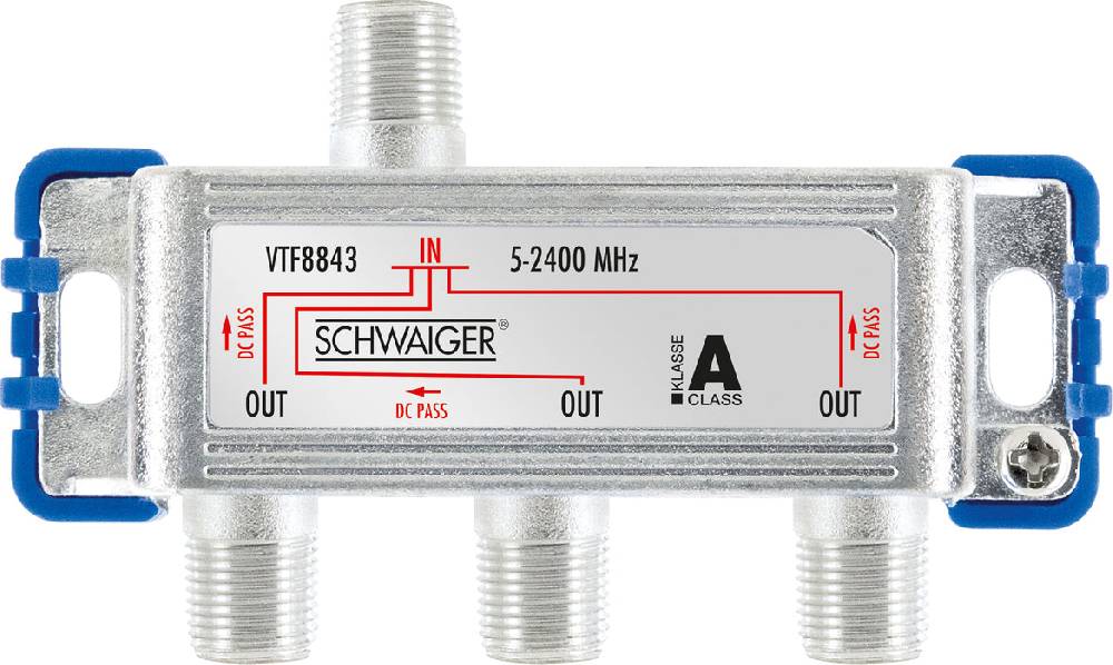 Schwaiger Verteiler 3-fach für SAT-, Antennen- und Kabelanlagen 8 dB Zeitlich begrenztes Angebot