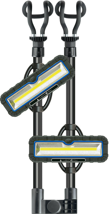 Schwaiger Arbeitsleuchte mit Teleskopklammer & abnehmbaren COB-LED Leuchten Sonderangebot der Fabrik