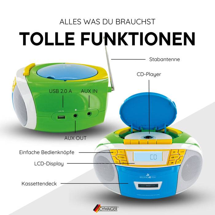 Schwaiger CD-Player mit Kassettenspieler und Radio Günstiger Verkauf