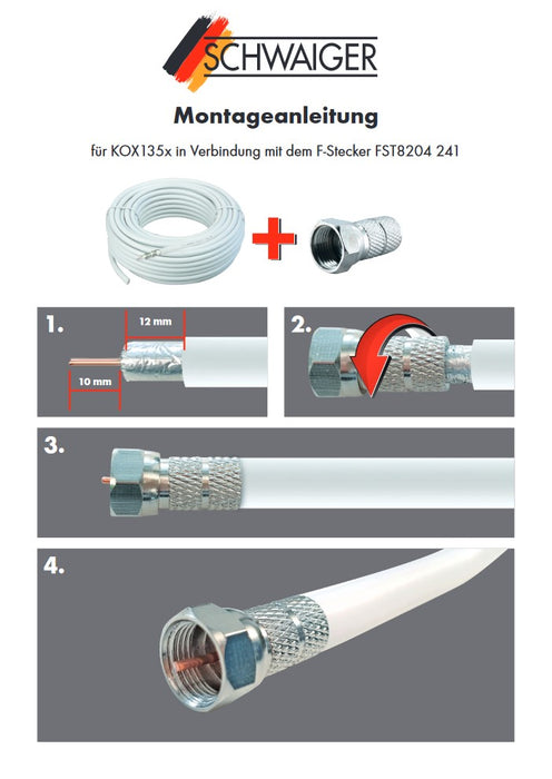 Schwaiger Koaxialkabel mit 4x F-Stecker 10 m 135 dB Letzte 3 Tage