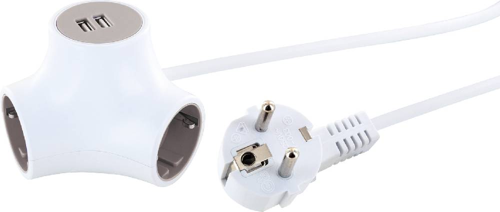 Schwaiger Steckdosenwürfel 3-fach mit 2 USB-A Slots Clearance-Verkauf