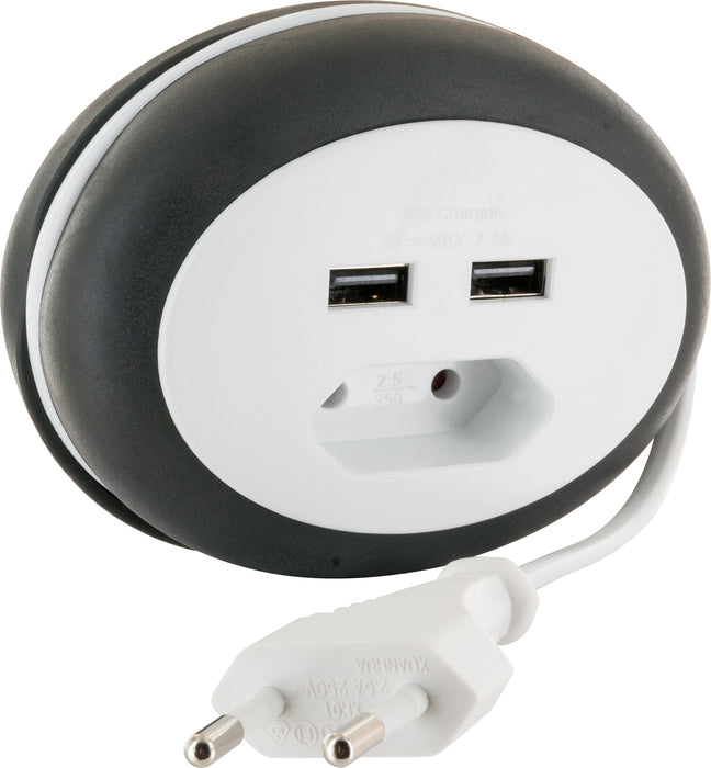 Schwaiger Kabeltrommel Eurostecker 2x USB-A Slots Limitierter Zeitrabatt