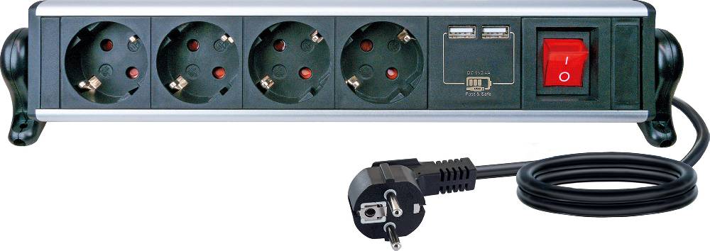 Schwaiger Steckdosenleiste mit Tischbefestigung 4-fach 2 USB-A Slots Versandkostenfrei