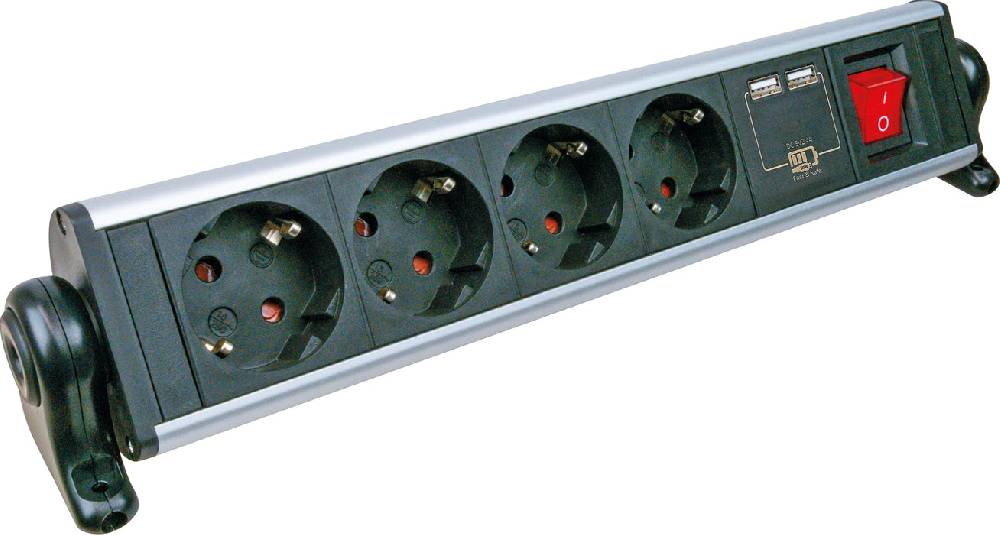 Schwaiger Steckdosenleiste mit Tischbefestigung 4-fach 2 USB-A Slots Versandkostenfrei