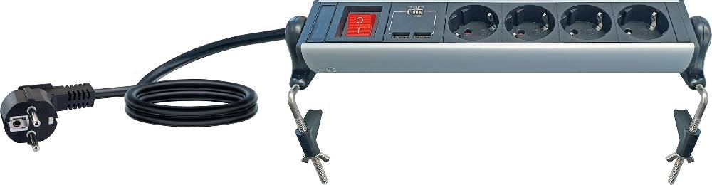 Schwaiger Steckdosenleiste mit Tischbefestigung 4-fach 2 USB-A Slots Versandkostenfrei