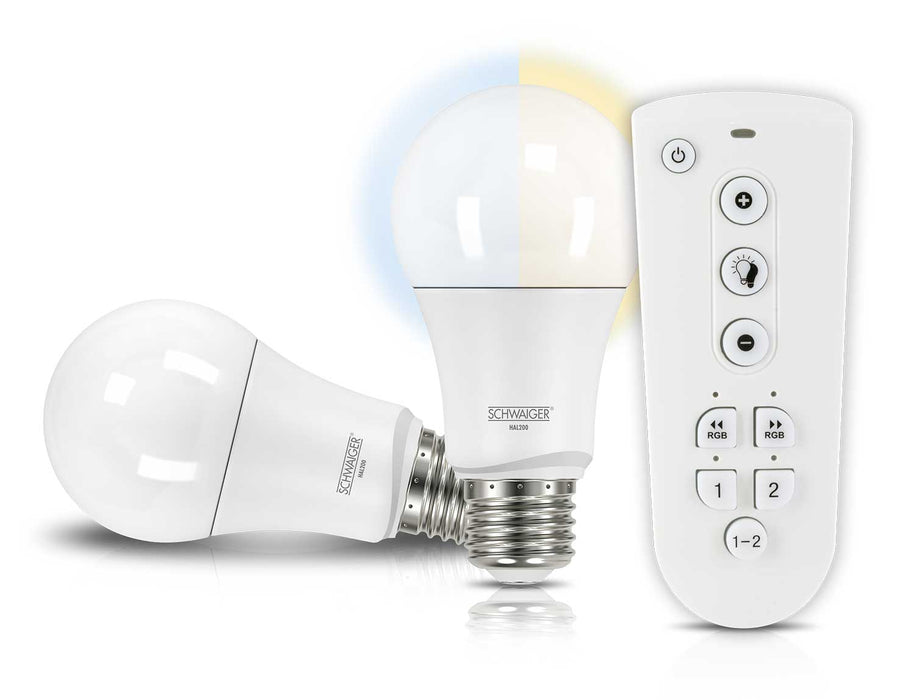 Schwaiger Smart Leuchtmittel Set warm-/kaltweiss mit Fernbedienung E27