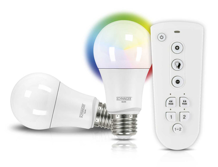 Schwaiger Smart Leuchtmittel Set dimmbar RGB mit Fernbedienung E27