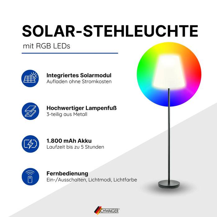 Schwaiger Solar-Stehleuchte 1,5 m RGB Sonderangebot der Fabrik