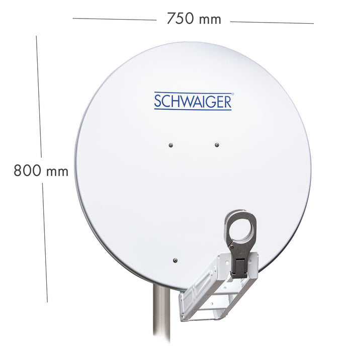 Schwaiger Satellitenanlage Set Weiß Aluminium 75 cm Versandkostenfrei