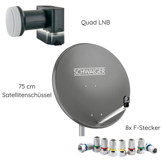 Schwaiger Satellitenanlage Set Anthrazit Stahl 75 cm Flash Sale