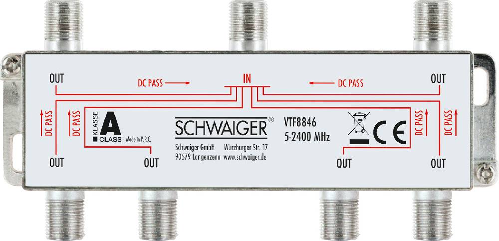 Schwaiger Verteiler 6-fach für SAT-, Antennen- und Kabelanlagen 14 dB Vatertagsangebot