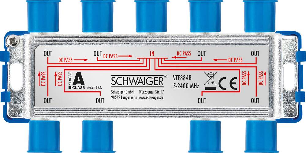 Schwaiger Verteiler 8-fach für SAT-, Antennen- und Kabelanlagen 16 dB Valentinstagsangebot