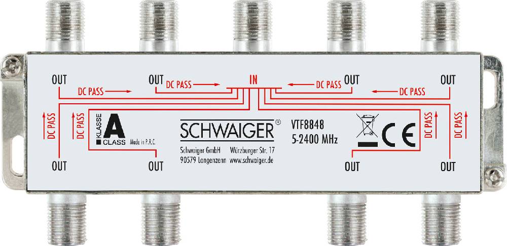 Schwaiger Verteiler 8-fach für SAT-, Antennen- und Kabelanlagen 16 dB Valentinstagsangebot
