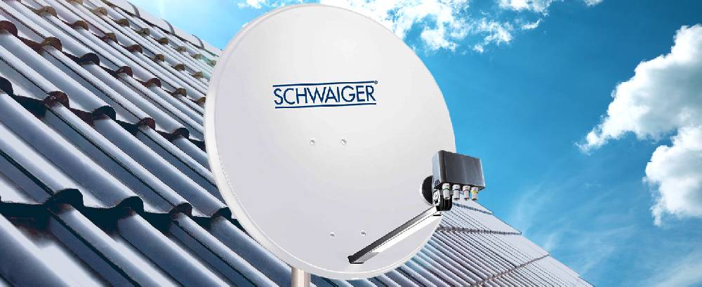 Schwaiger Satellitenanlage Set Weiß Stahl 55 cm Tiefpreis