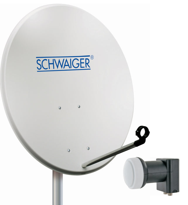 Schwaiger Satellitenanlage Set Weiß Stahl 72 cm mit Twin LNB