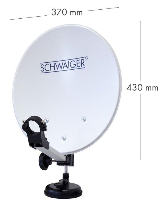Schwaiger Camping Satellitenanlage Weiß Stahl 35 cm mit Receiver Super Sparpreis