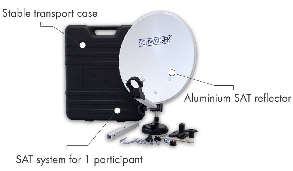 Schwaiger Camping Satellitenanlage Weiß Stahl 35 cm mit Receiver Super Sparpreis
