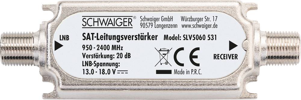 Schwaiger SAT-Leitungsverstärker 20dB Letzte 2 Tage