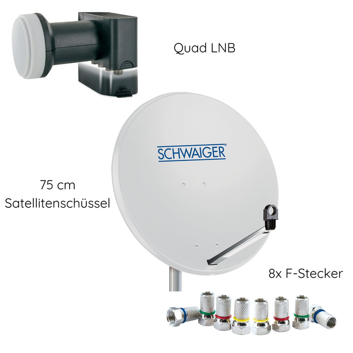 Schwaiger Satellitenanlage Set Weiß Stahl 75 cm Vierteljährliche Förderung