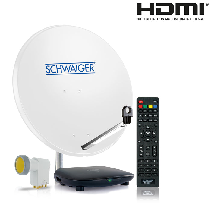 Schwaiger Satellitenanlage Weiß Stahl 75 cm mit Receiver Black Friday Preise