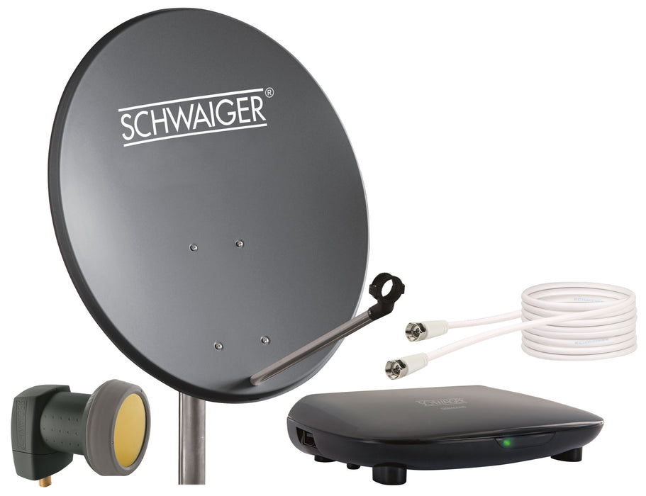 Schwaiger Satellitenanlagen Set Anthrazit Stahl 55 cm mit Receiver Rabatte dieses Monats