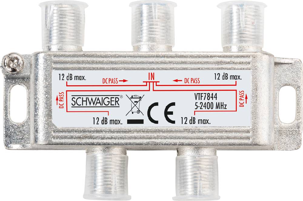 Schwaiger Verteiler 4-fach für SAT-, Antennen- und Kabelanlagen 12 dB Verkauf
