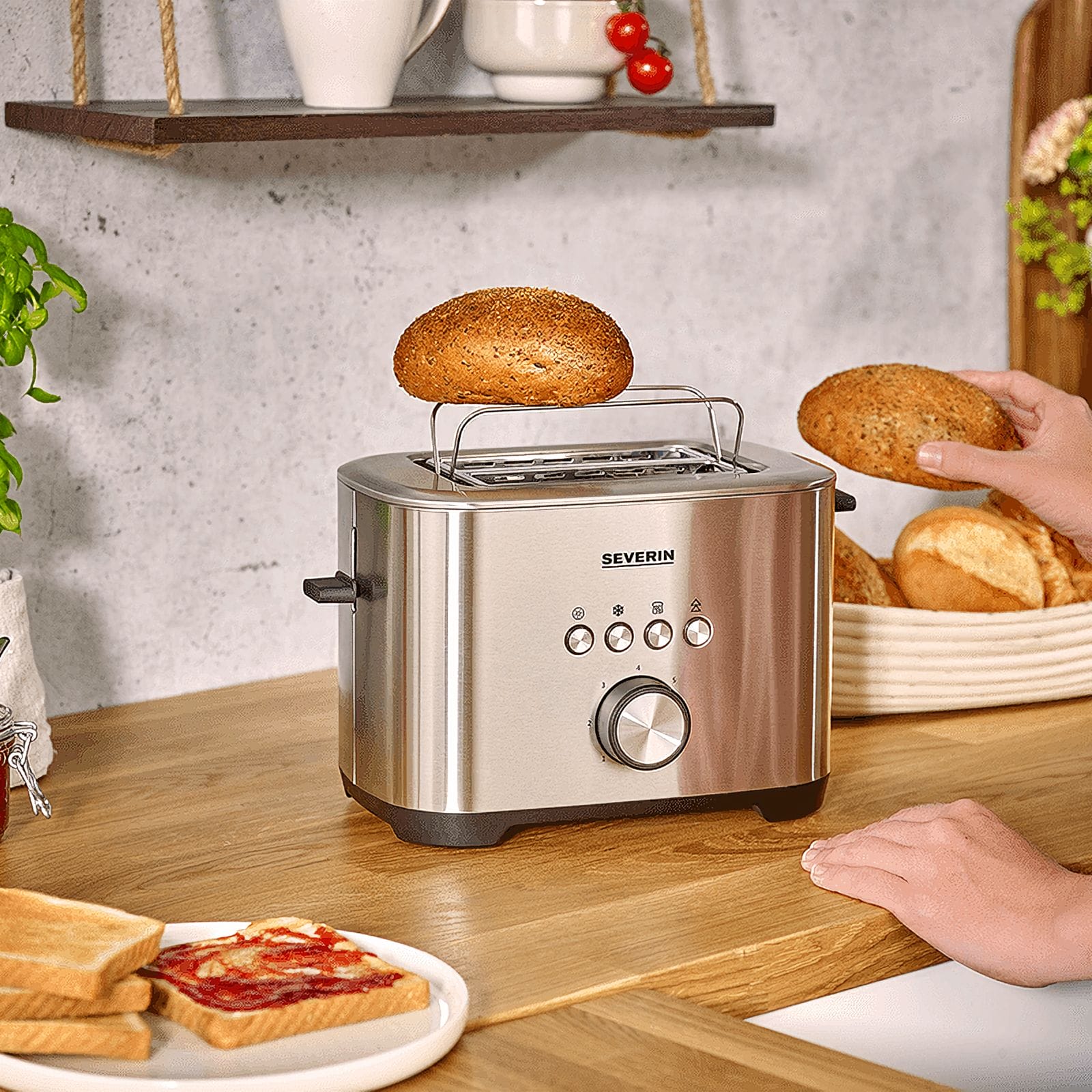 Severin Toaster mit Bagel-Funktion AT 2510 Neueste Mode