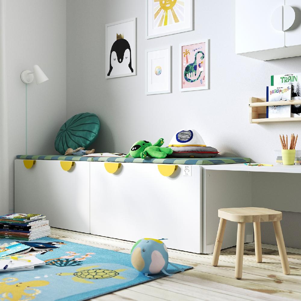 IKEA SMÅSTAD Bank mit Kasten weiß/weiß 90x52x48 cm Blitzangebot