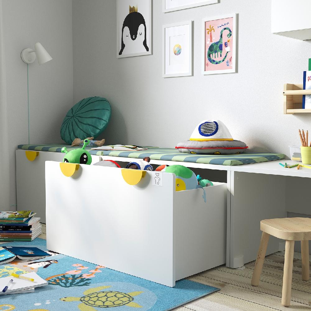 IKEA SMÅSTAD Bank mit Kasten weiß/weiß 90x52x48 cm Blitzangebot