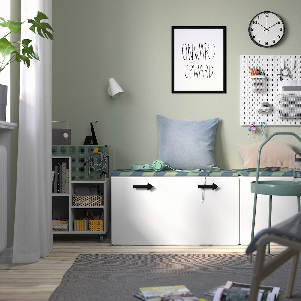 IKEA SMÅSTAD Bank mit Kasten weiß/weiß 90x52x48 cm Blitzangebot