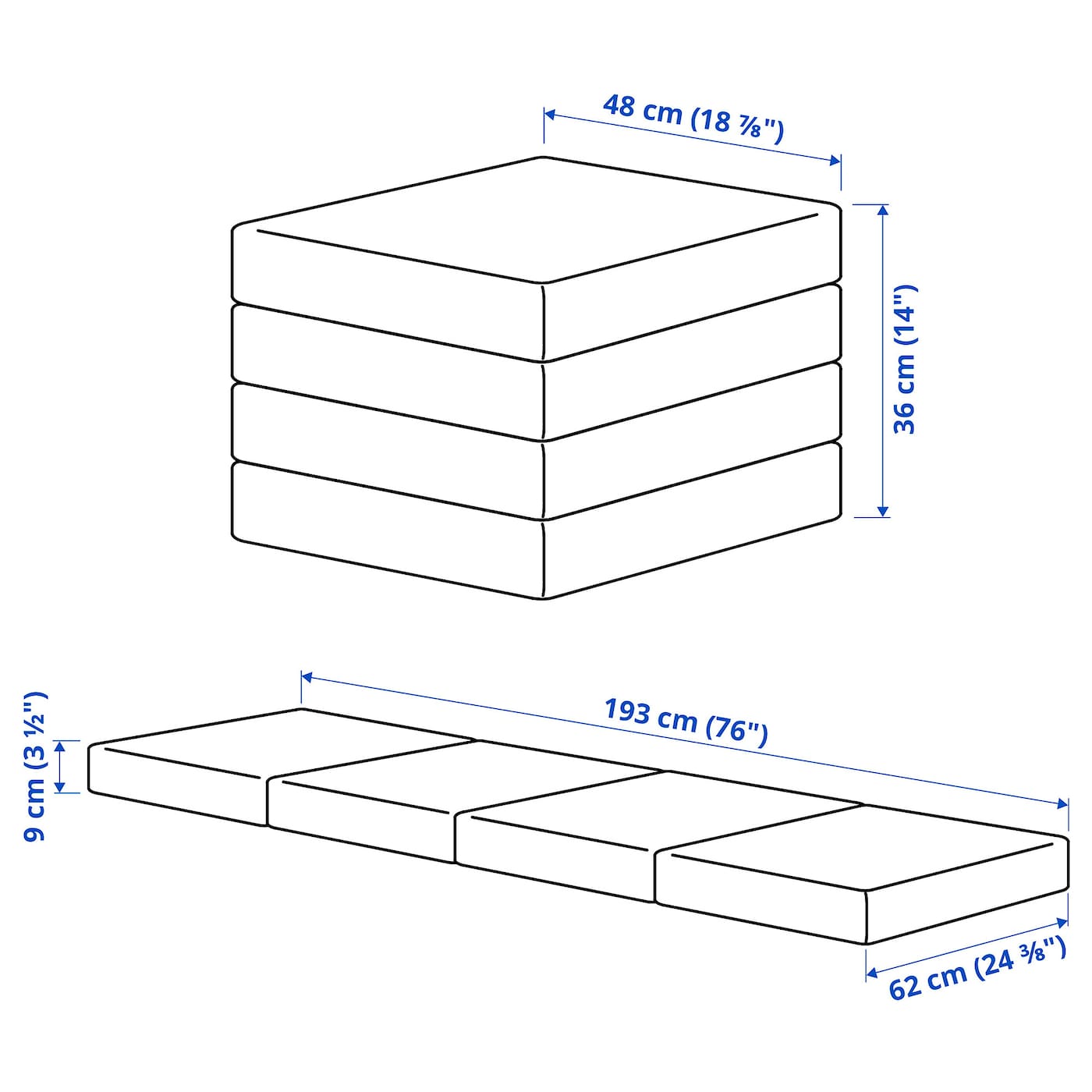 IKEA SLÄKT Sitzkissen/Matratze faltbar Neuheiten