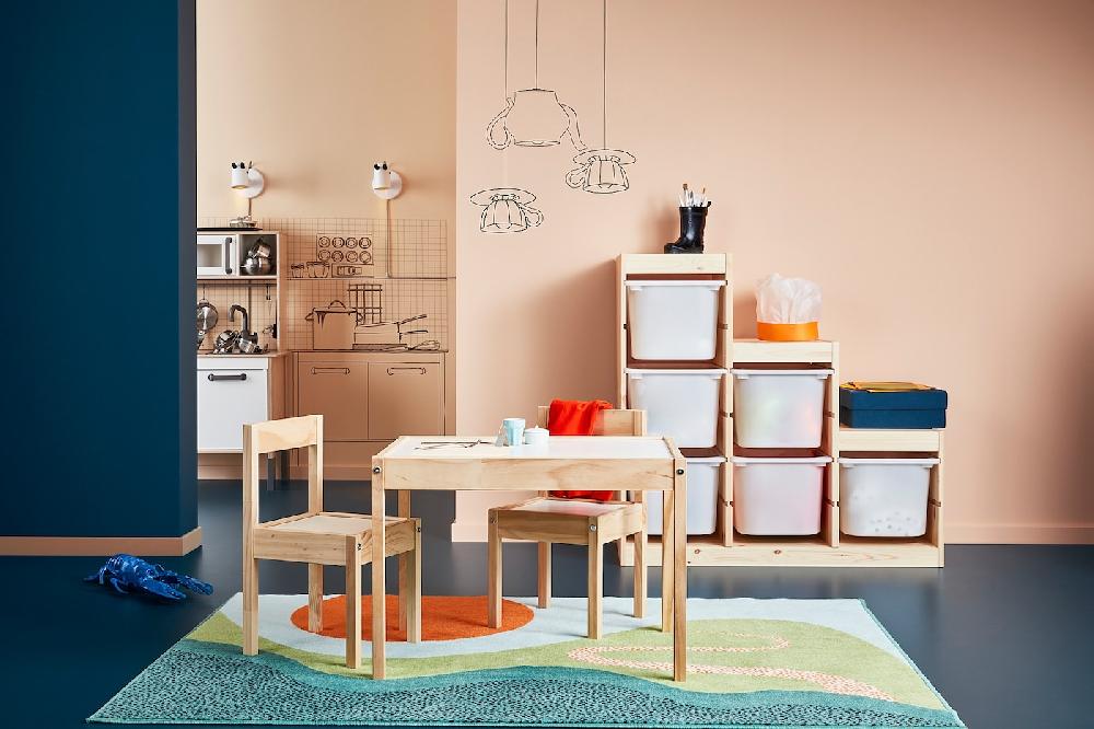 IKEA LÄTT Kindertisch mit 2 Stühlen weiß/Kiefer Saisonale Angebote