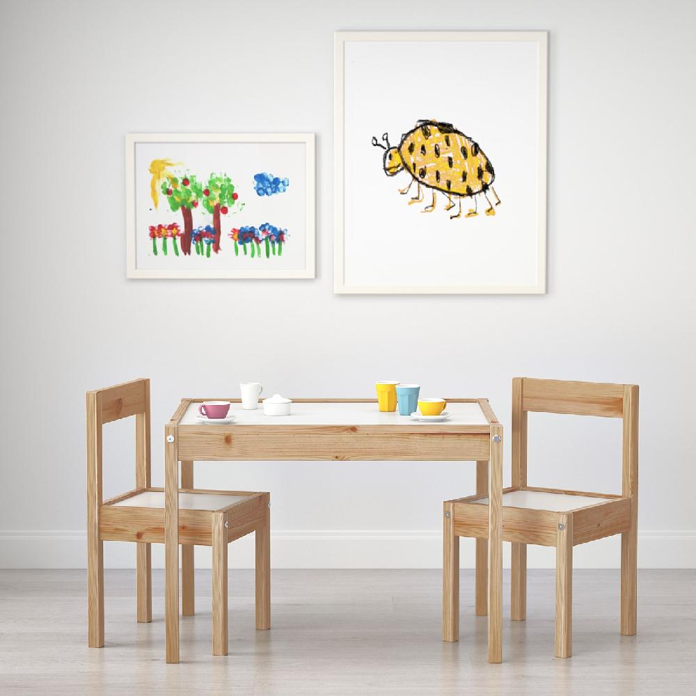IKEA LÄTT Kindertisch mit 2 Stühlen weiß/Kiefer Saisonale Angebote