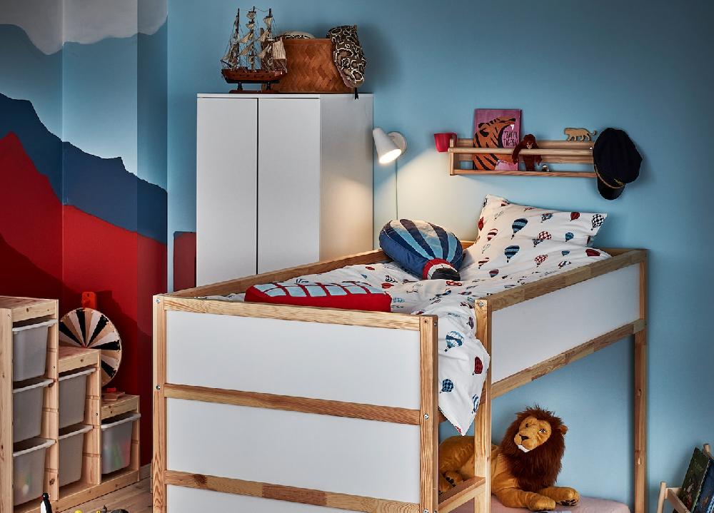 IKEA KURA Bett umbaufähig weiß/Kiefer 90x200 cm Räumungsverkauf