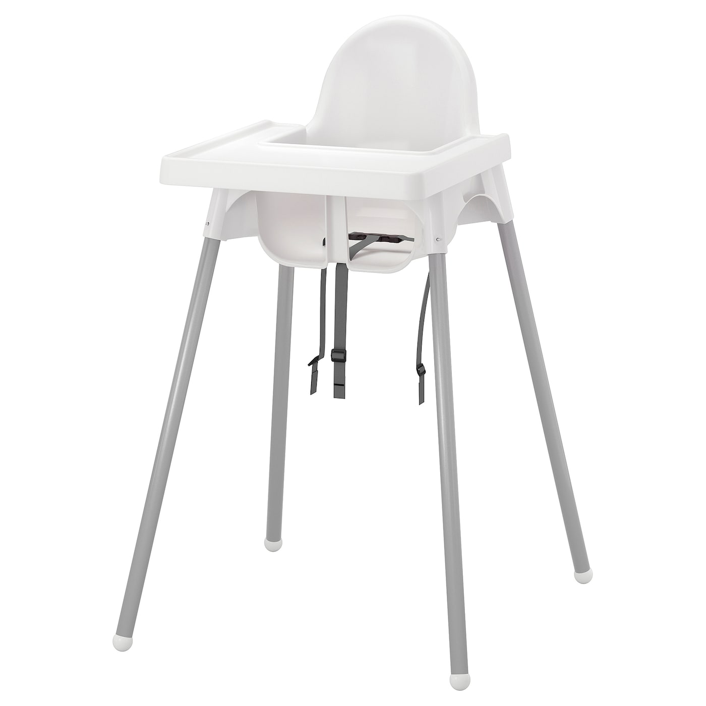 IKEA ANTILOP Kinderhochstuhl mit Tablett weiß/silberfarben