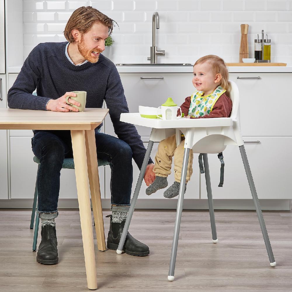IKEA ANTILOP Kinderhochstuhl mit Tablett weiß/silberfarben Letzte 3 Tage